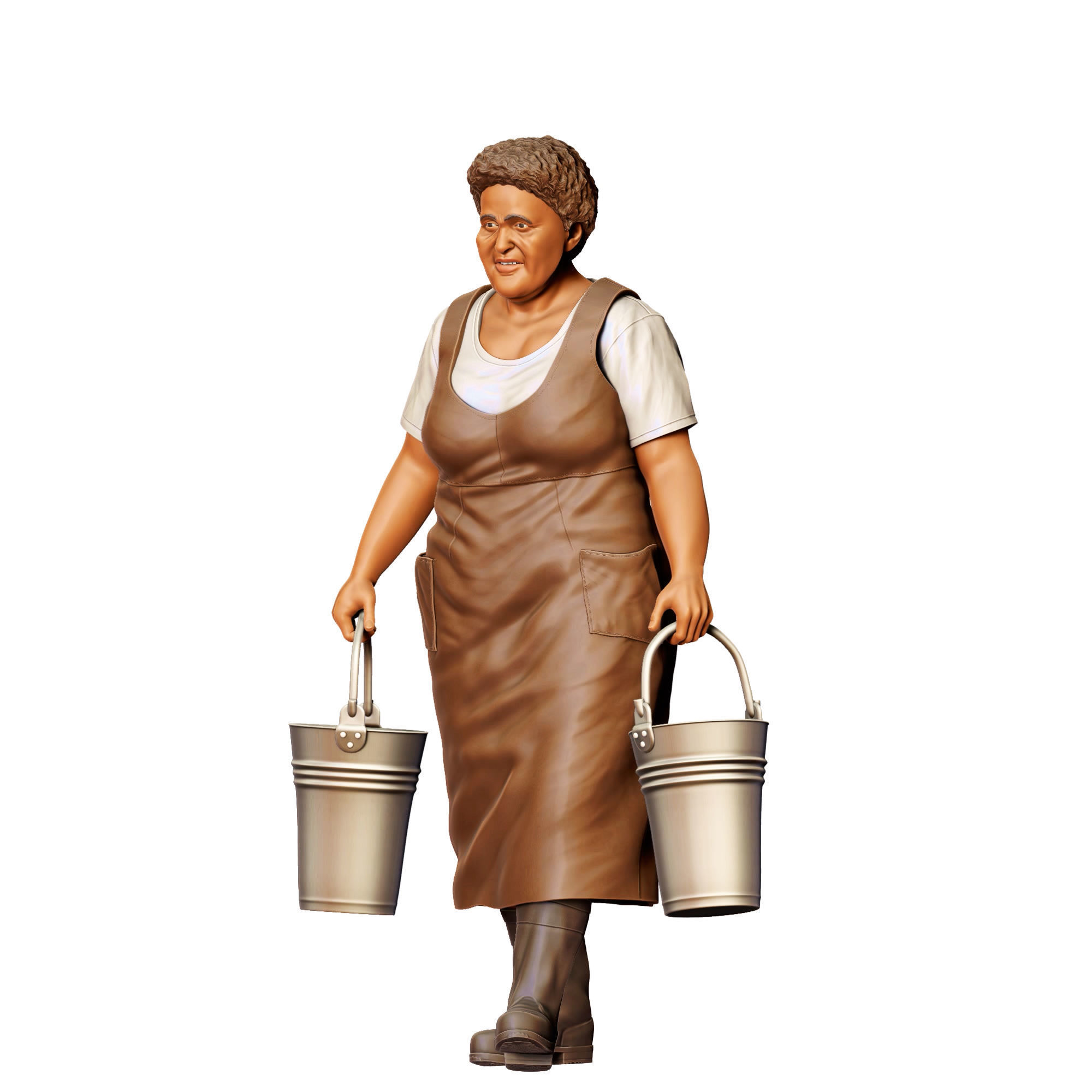N4 Farmers woman carrying buckets 3D print model_22