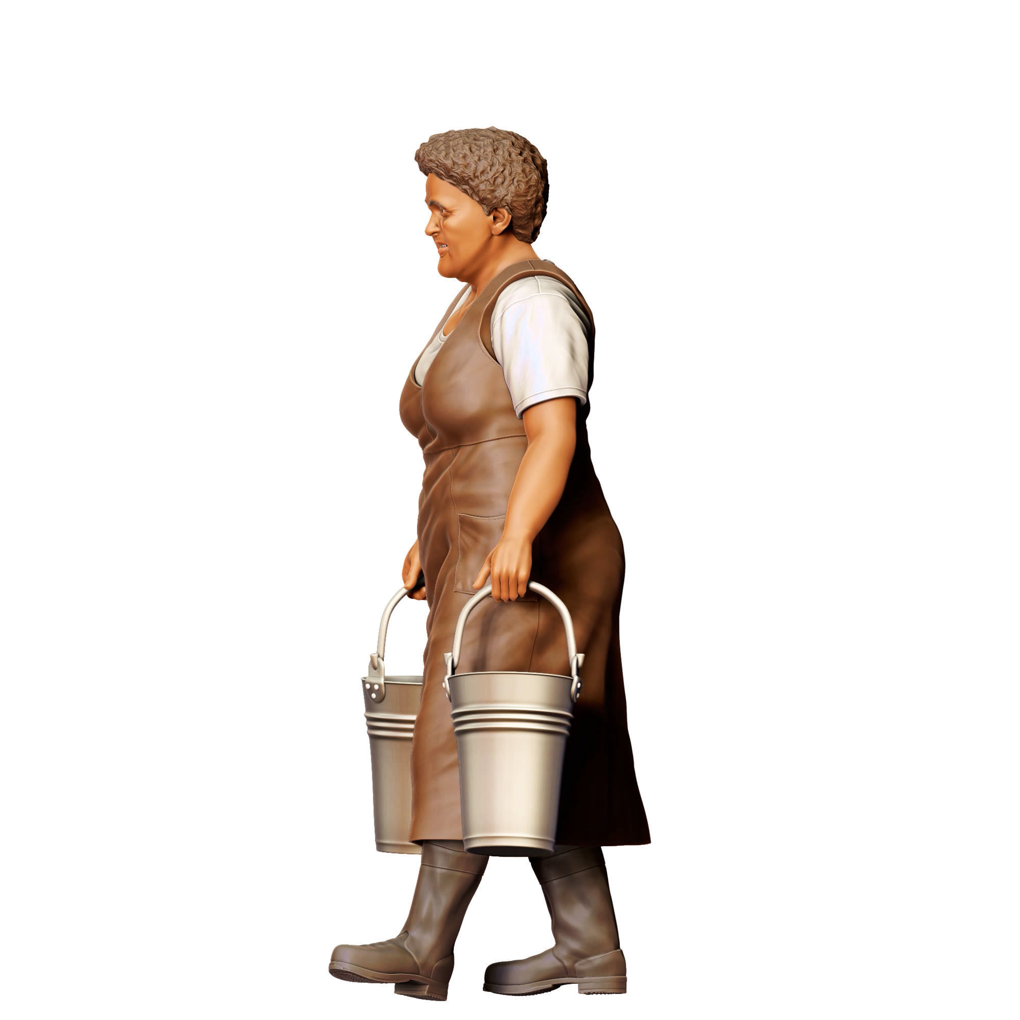 N4 Farmers woman carrying buckets 3D print model_19