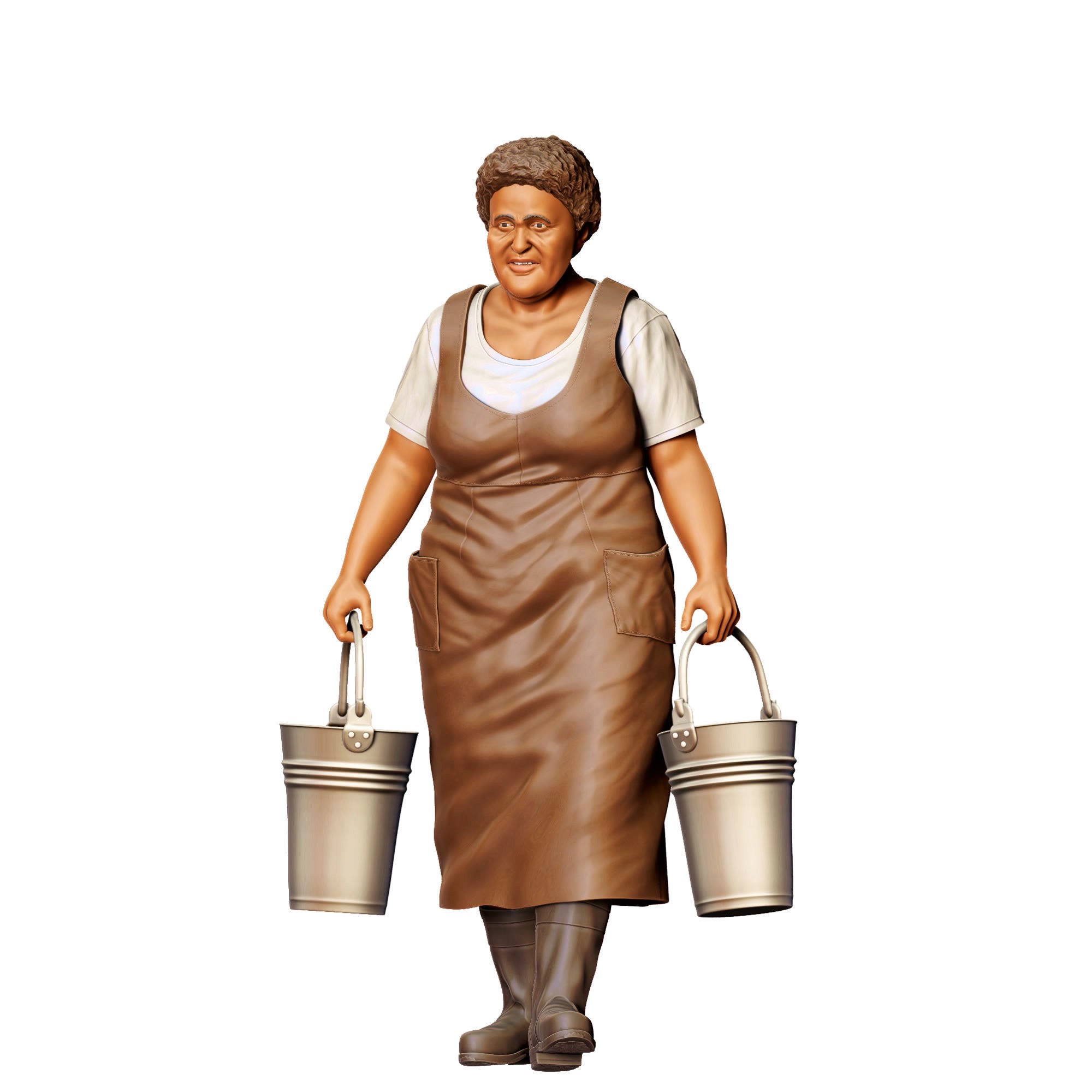 N4 Farmers woman carrying buckets 3D print model_23