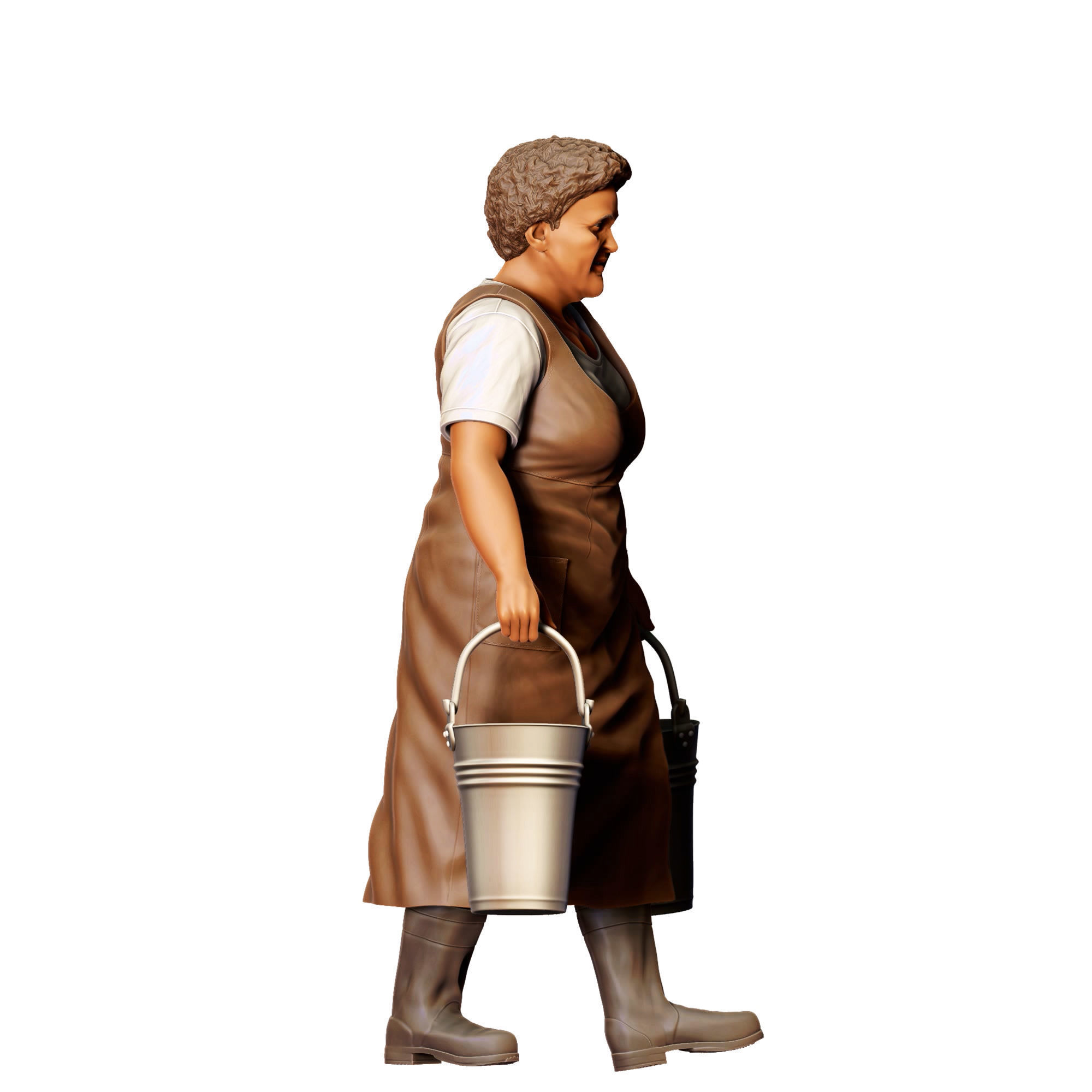 N4 Farmers woman carrying buckets 3D print model_5
