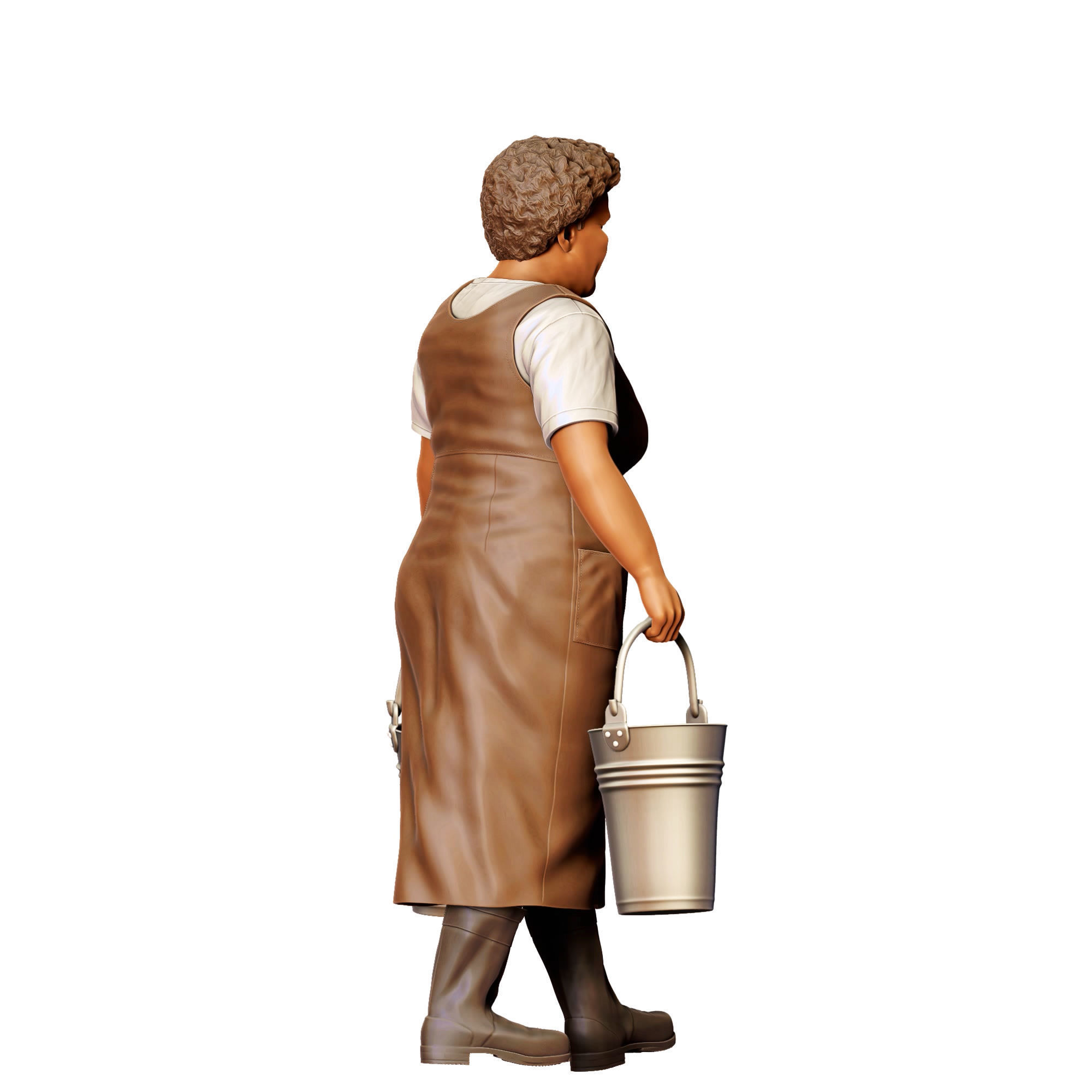 N4 Farmers woman carrying buckets 3D print model_8