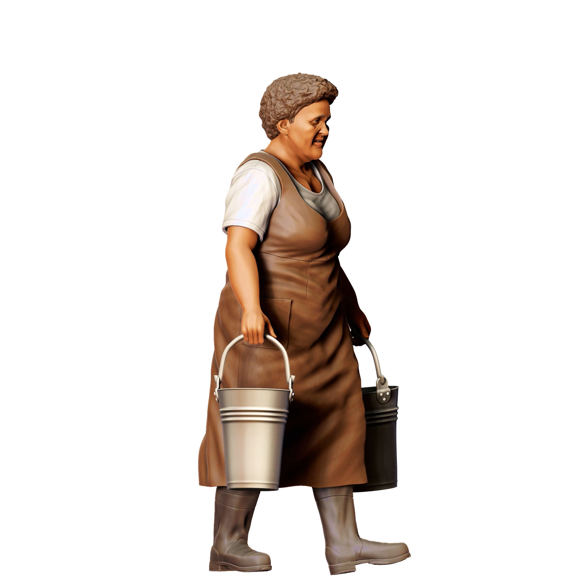N4 Farmers woman carrying buckets 3D print model_4