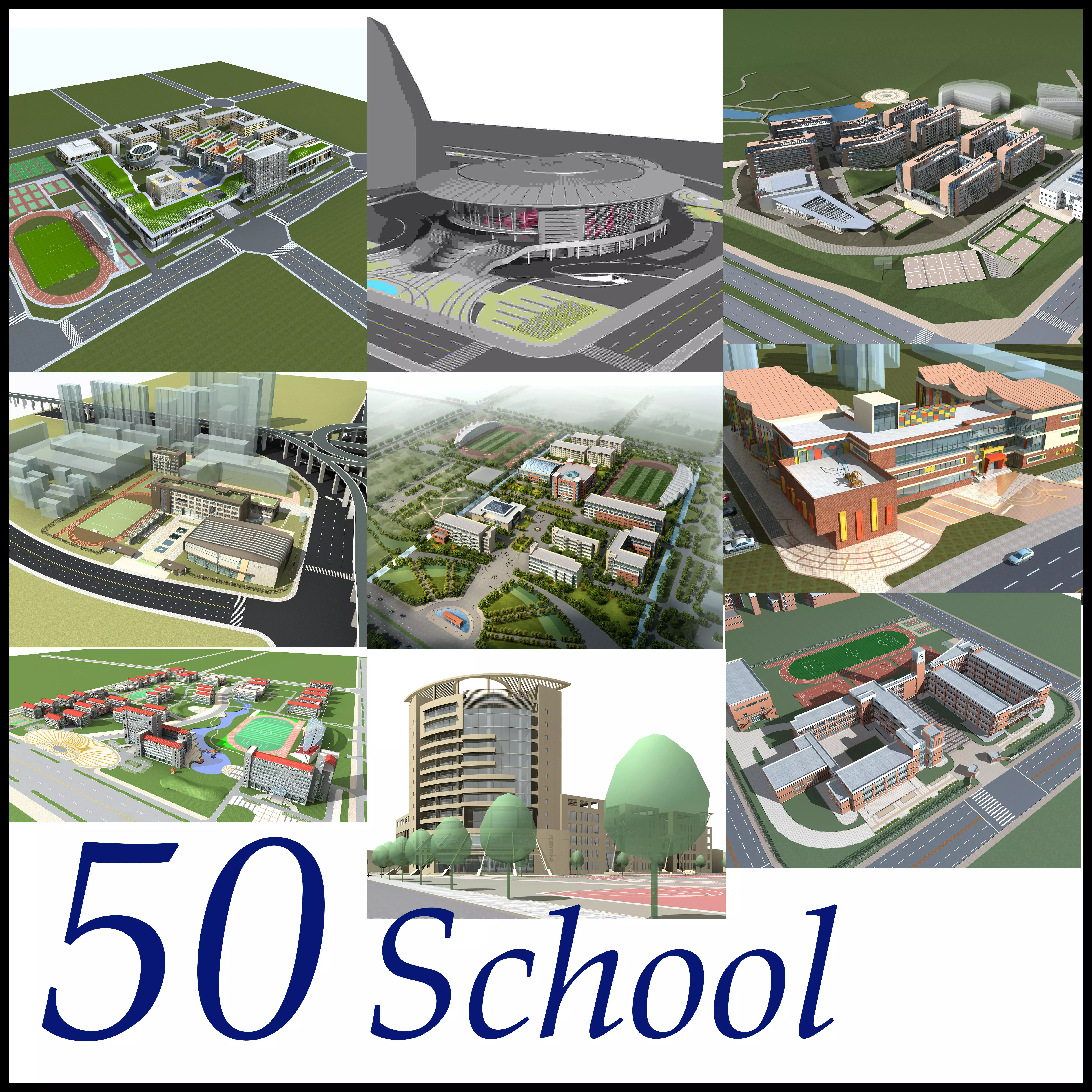 School Building Collection 50 items Vol1  3D model_0