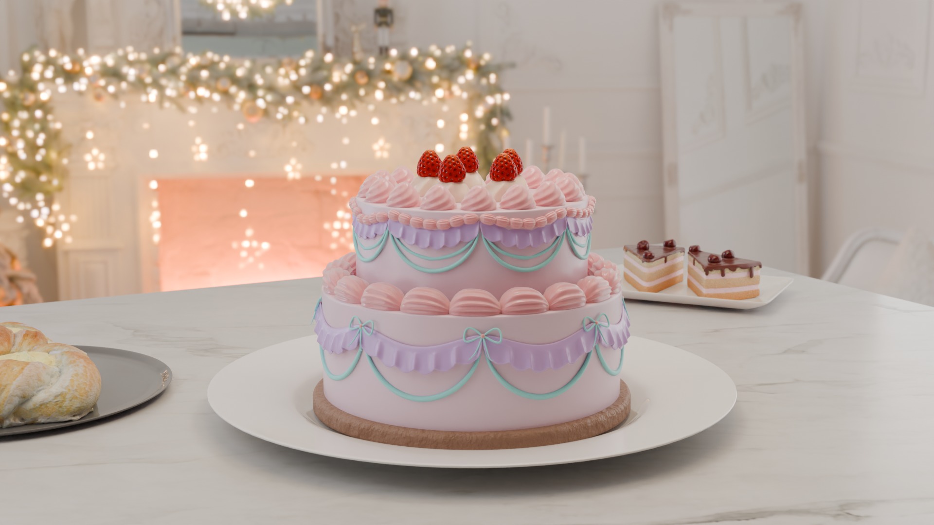 Strawberry Cake 3D model_2