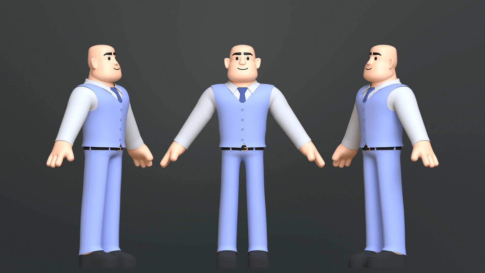 Minimal Man Suit Low-poly 3D model_5
