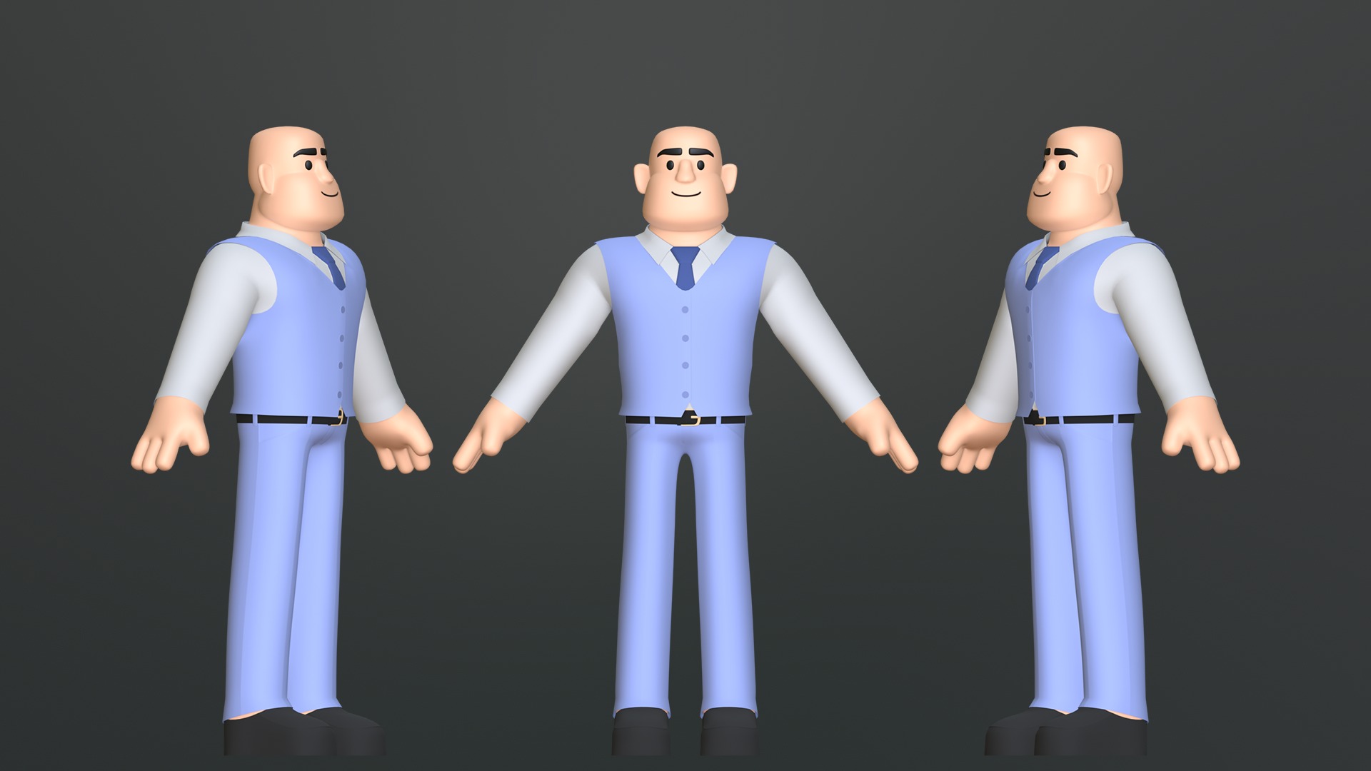 Minimal Man Suit Low-poly 3D model_6