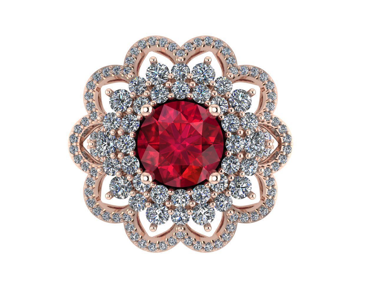 Women diamond ring 3d render 3D print model_4