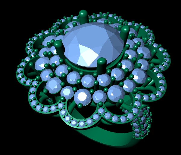 Women diamond ring 3d render 3D print model_7