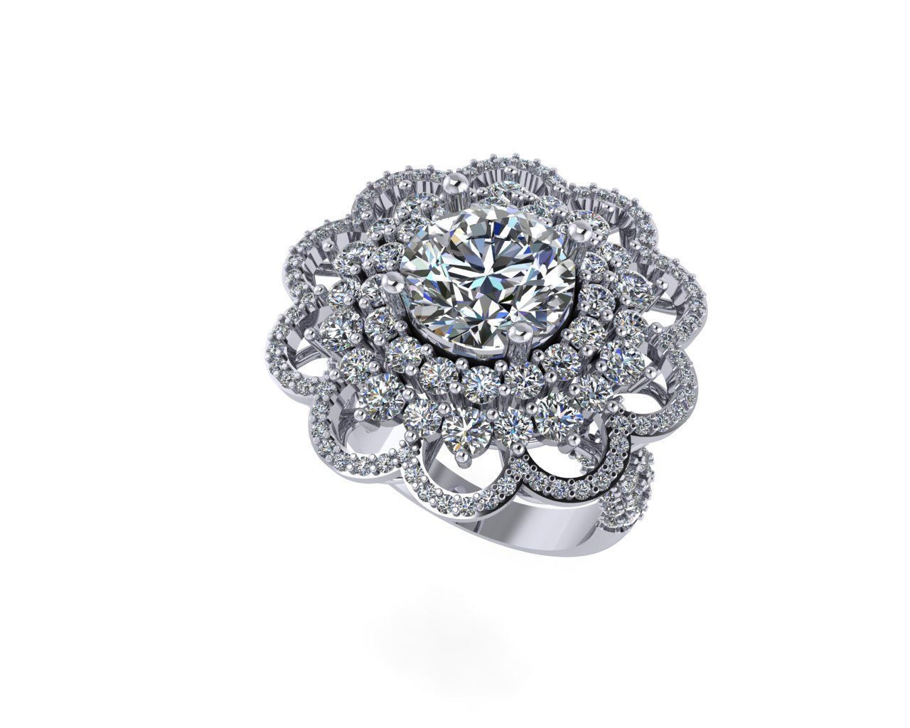 Women diamond ring 3d render 3D print model_2