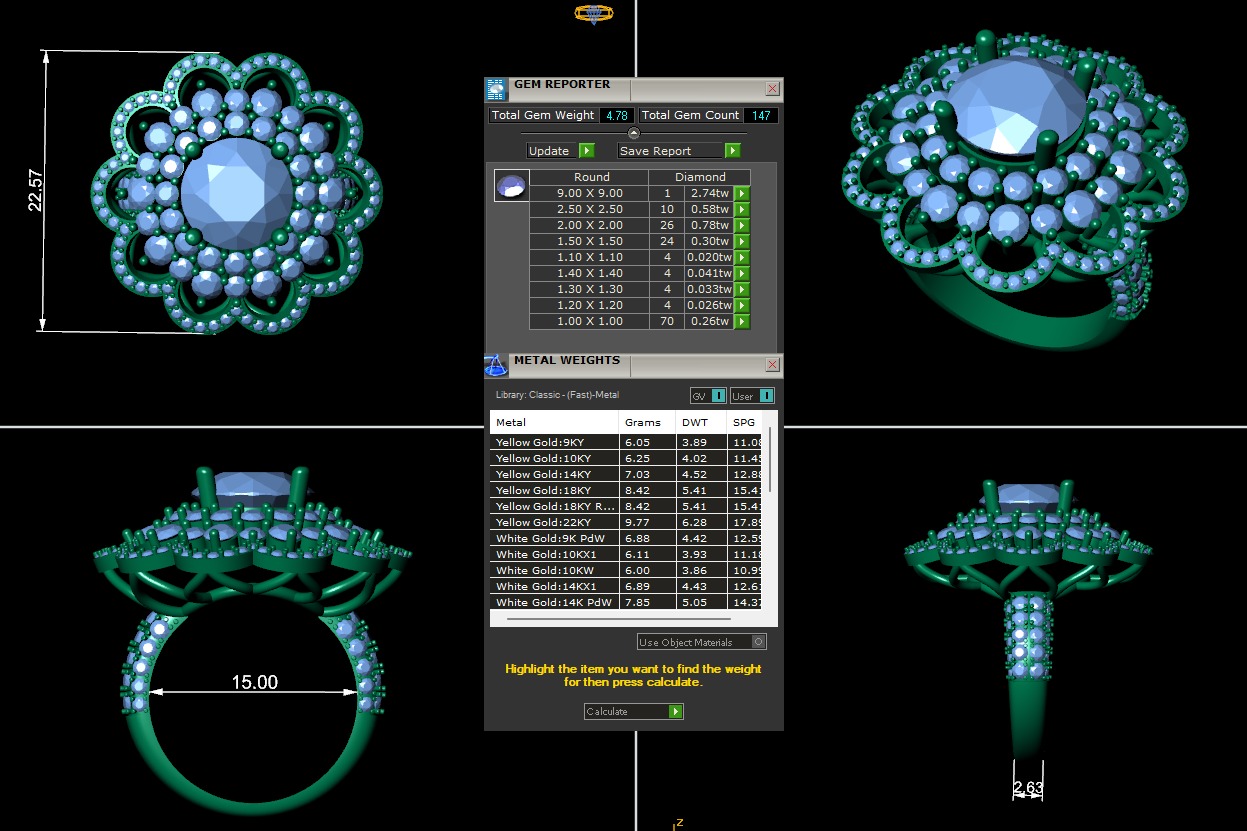 Women diamond ring 3d render 3D print model_6