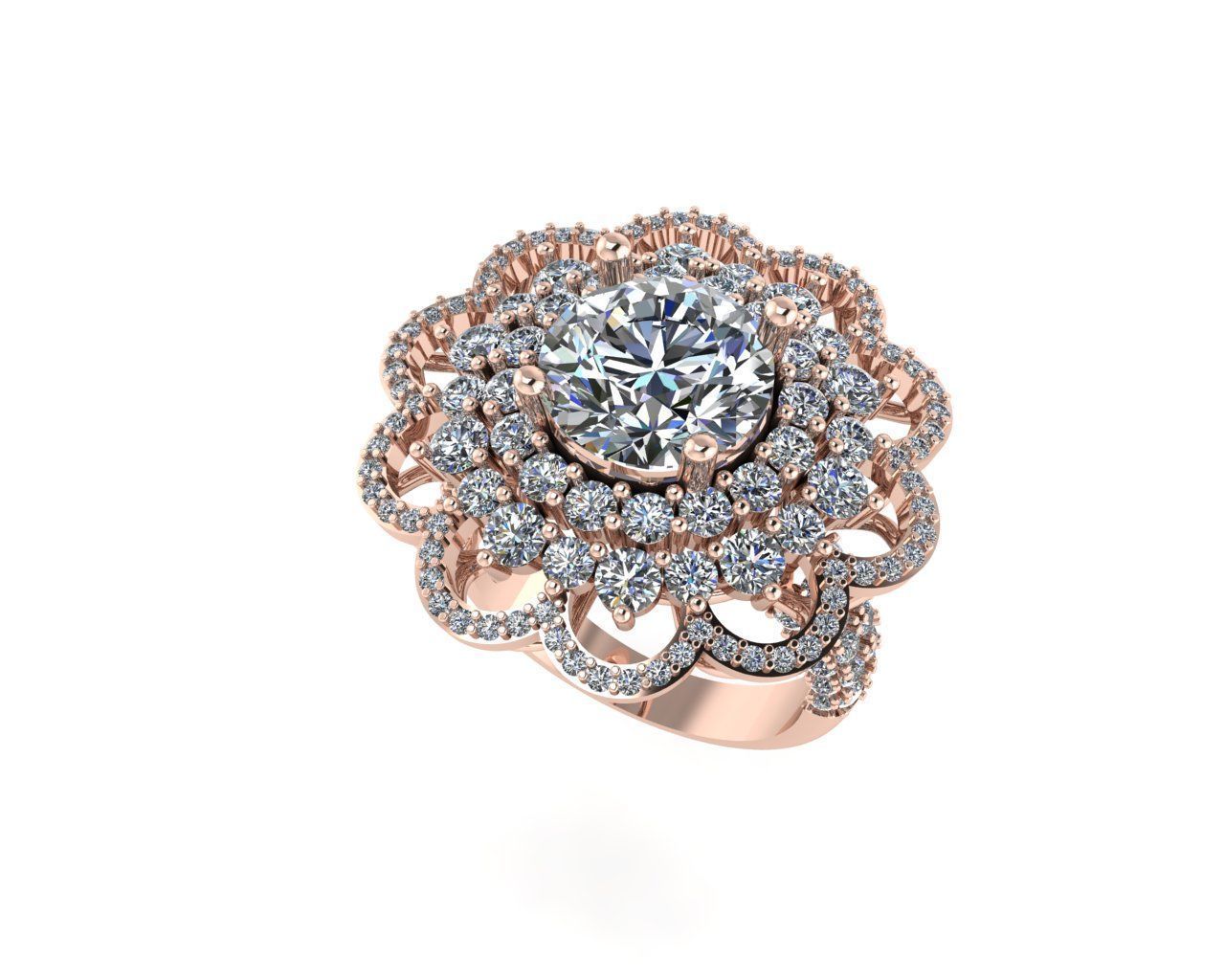 Women diamond ring 3d render 3D print model_1