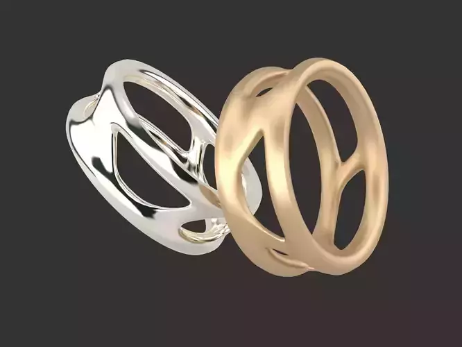 FLOW Ring  Stl   Obj  Stp Files for 3D Jewelry Print