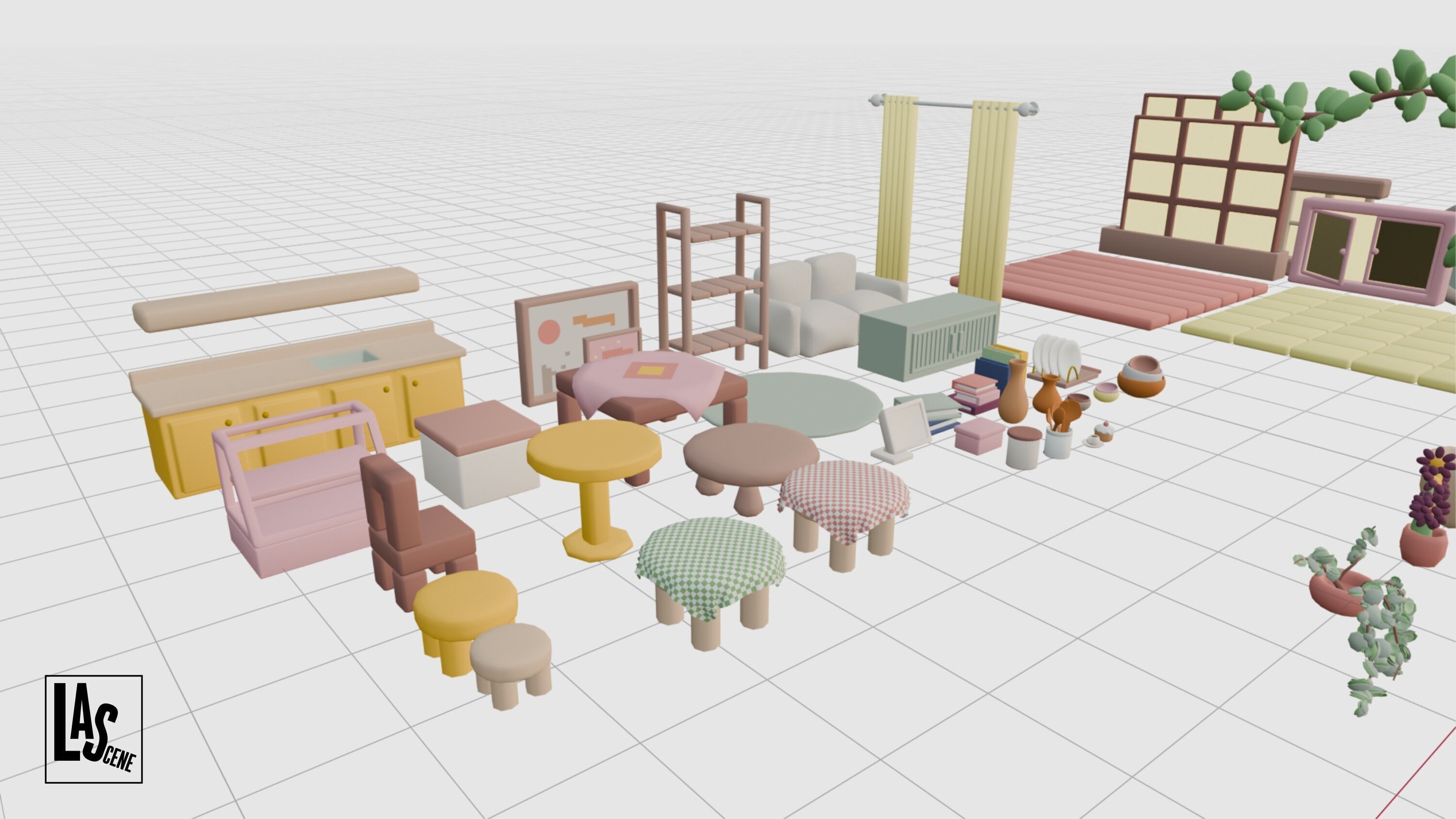 Cute Interior Assets Low-poly 3D model_15