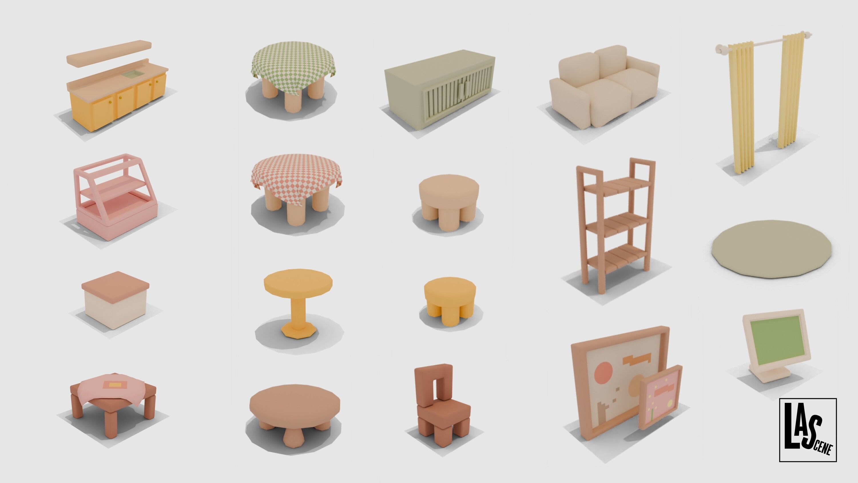 Cute Interior Assets Low-poly 3D model_6