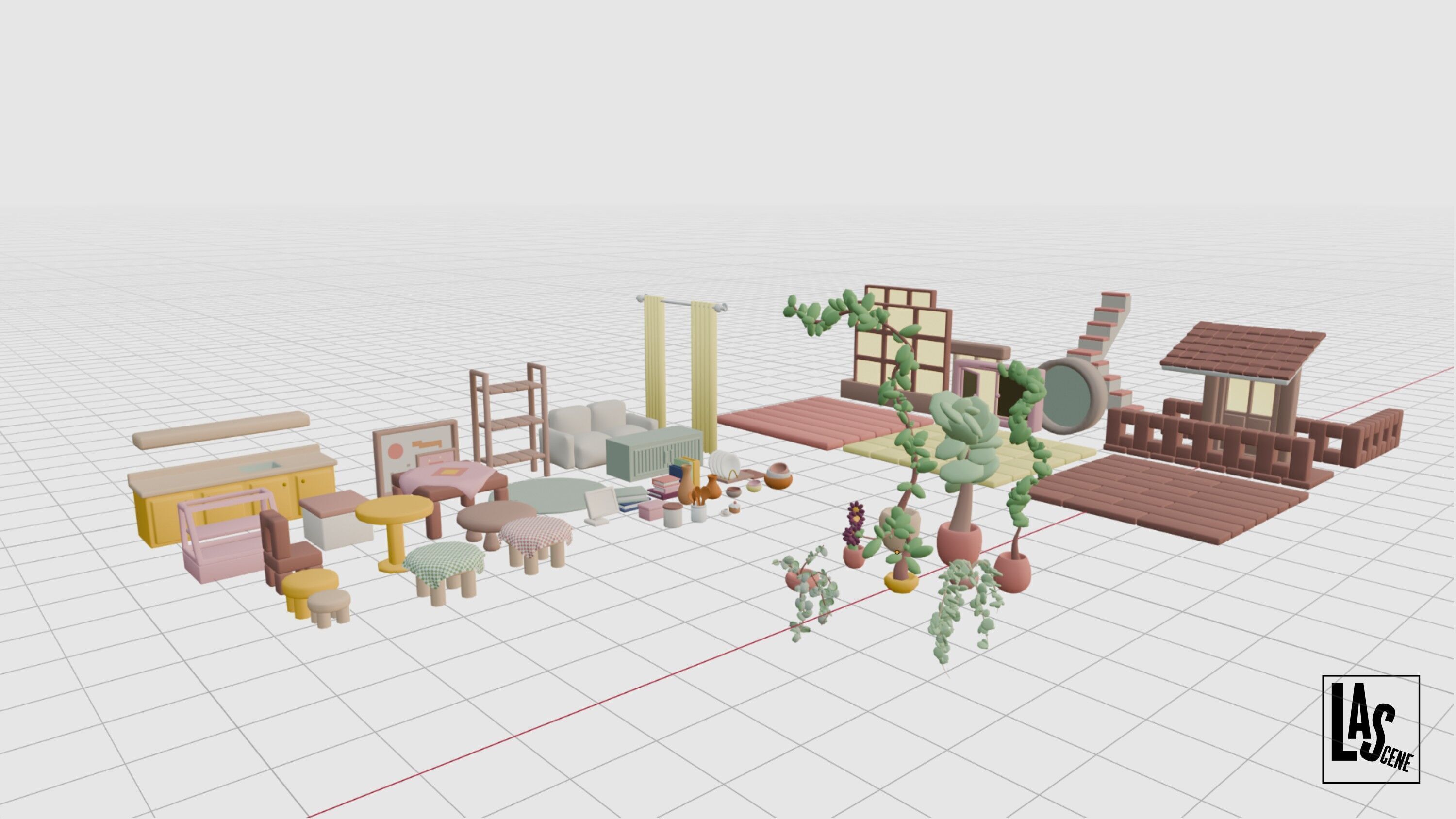 Cute Interior Assets Low-poly 3D model_16