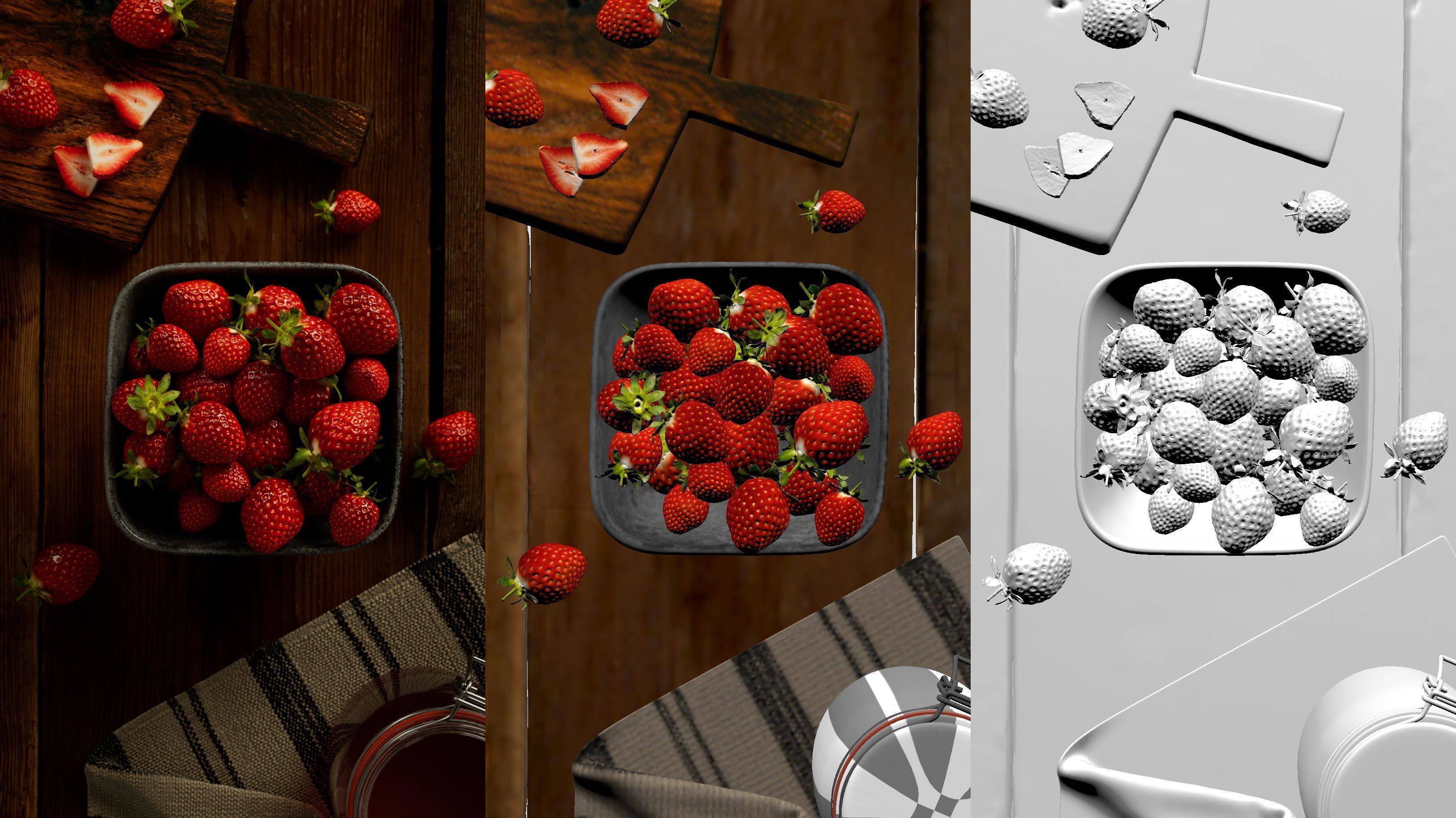 polypasta - strawberry studio scene 3D model_1