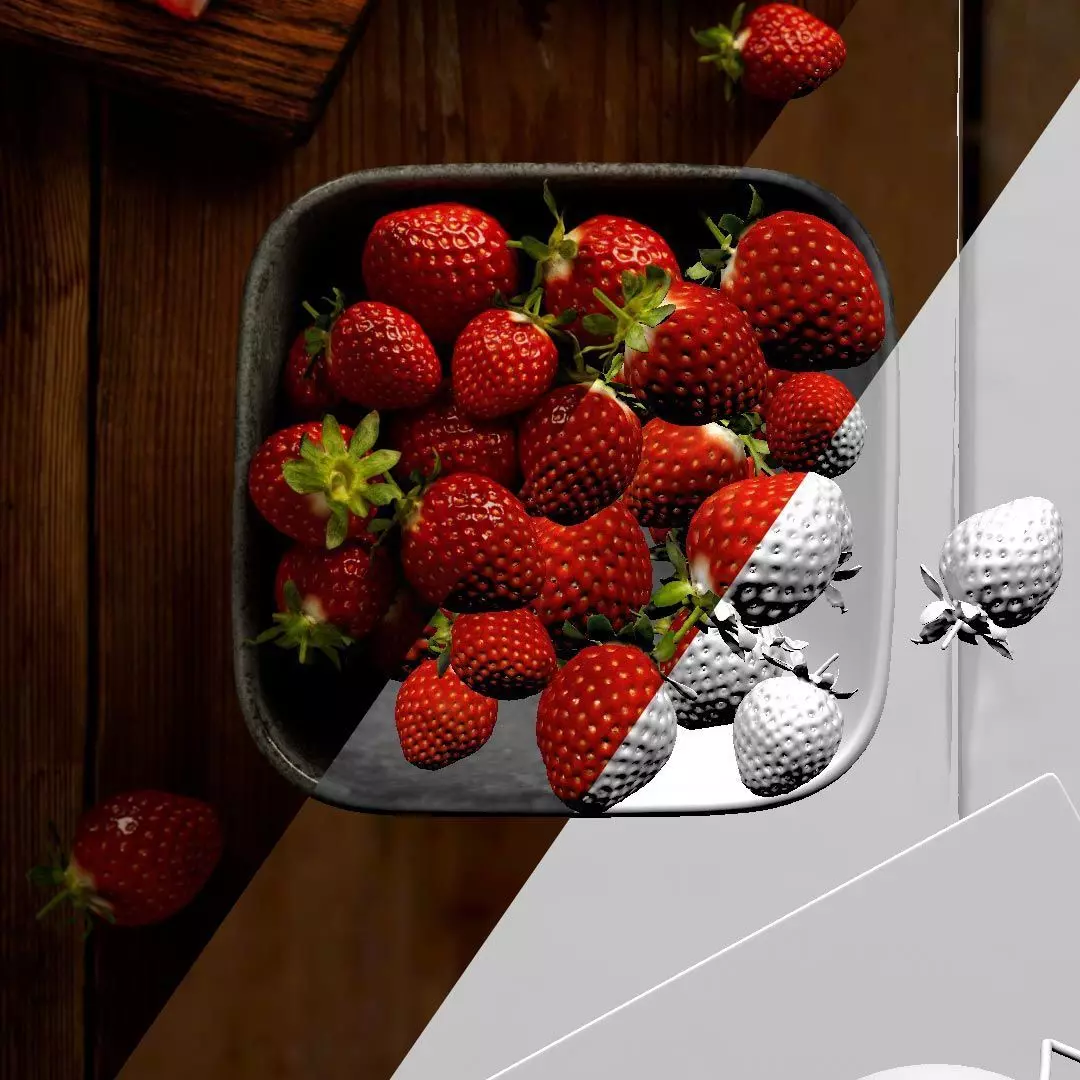 polypasta - strawberry studio scene 3D model_0