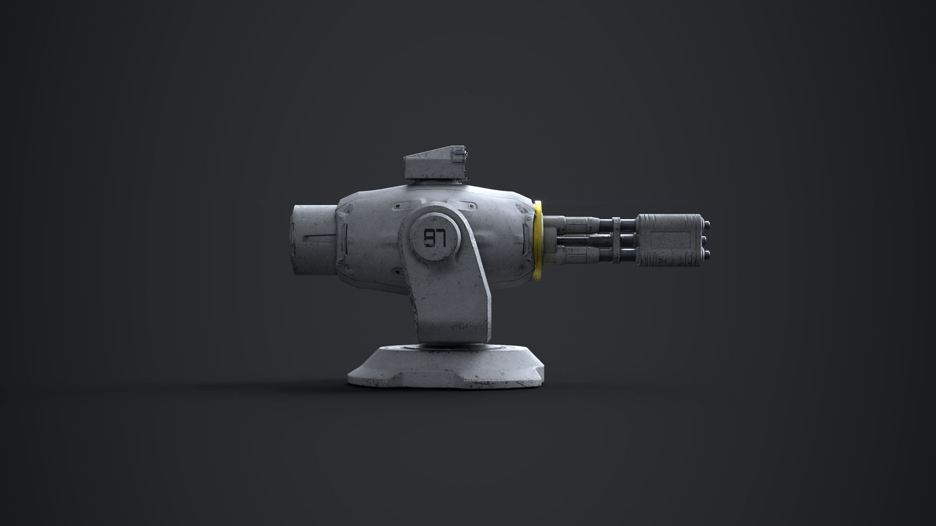 Minigun Turret Textures 22 plus 12 Decals on-off Low-poly 3D model_17