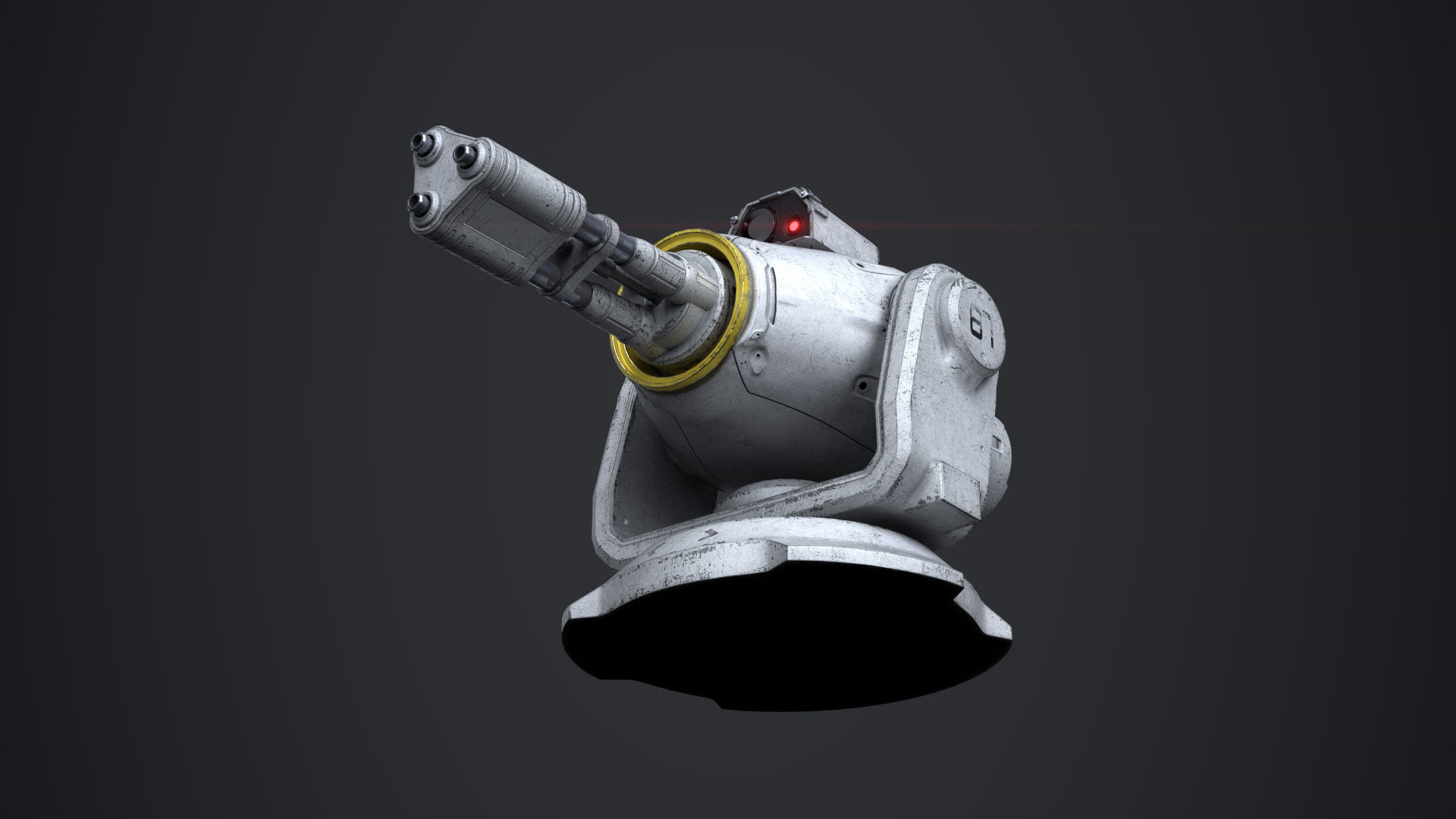 Minigun Turret Textures 22 plus 12 Decals on-off Low-poly 3D model_21