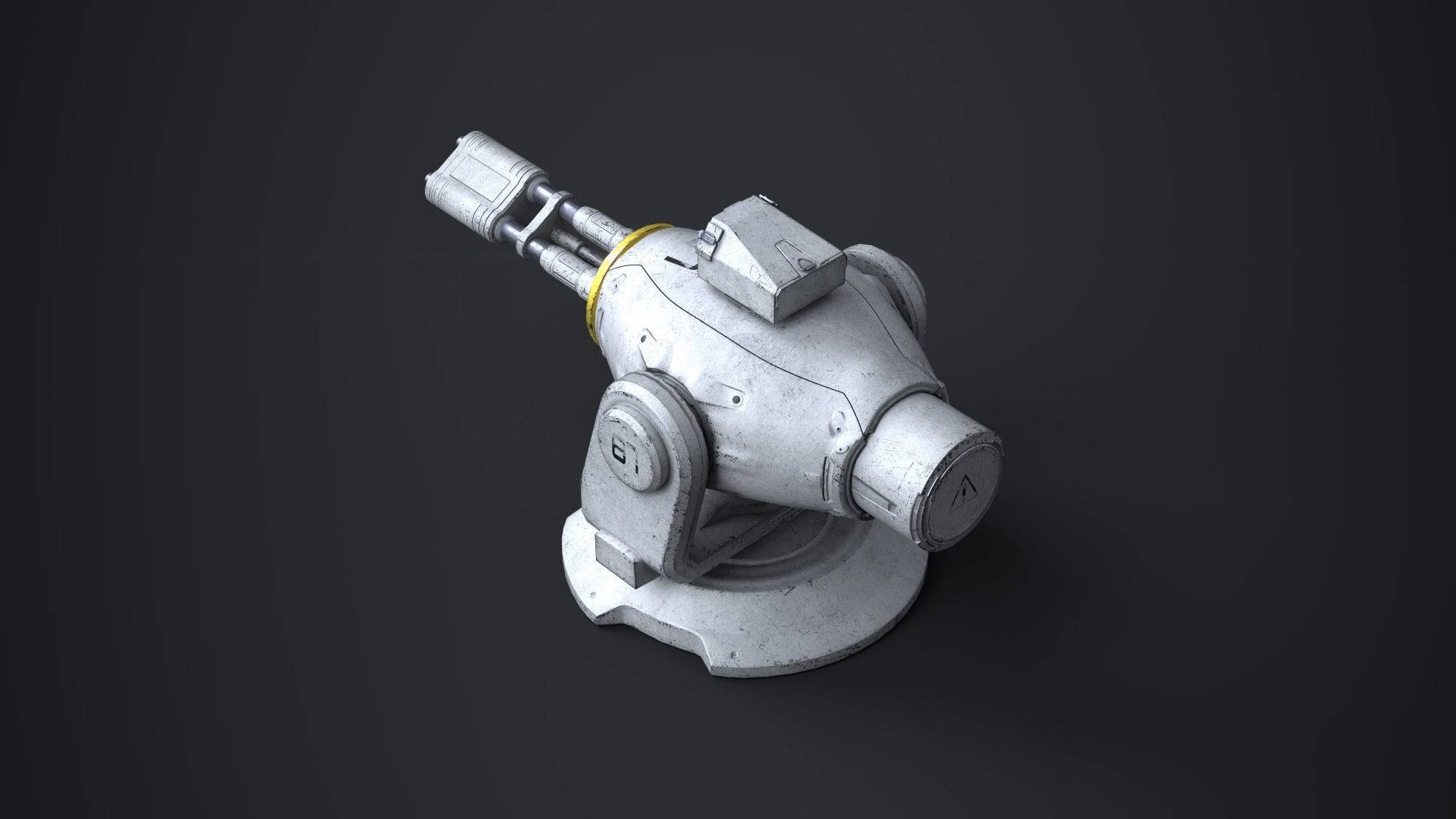 Minigun Turret Textures 22 plus 12 Decals on-off Low-poly 3D model_18