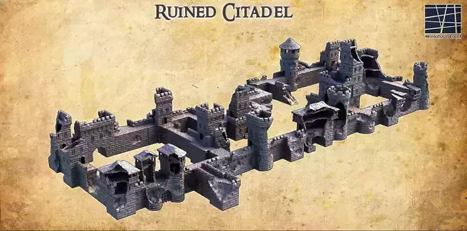 Modular Ruined Citadel Tabletop Terrain 28 MM 3D print model