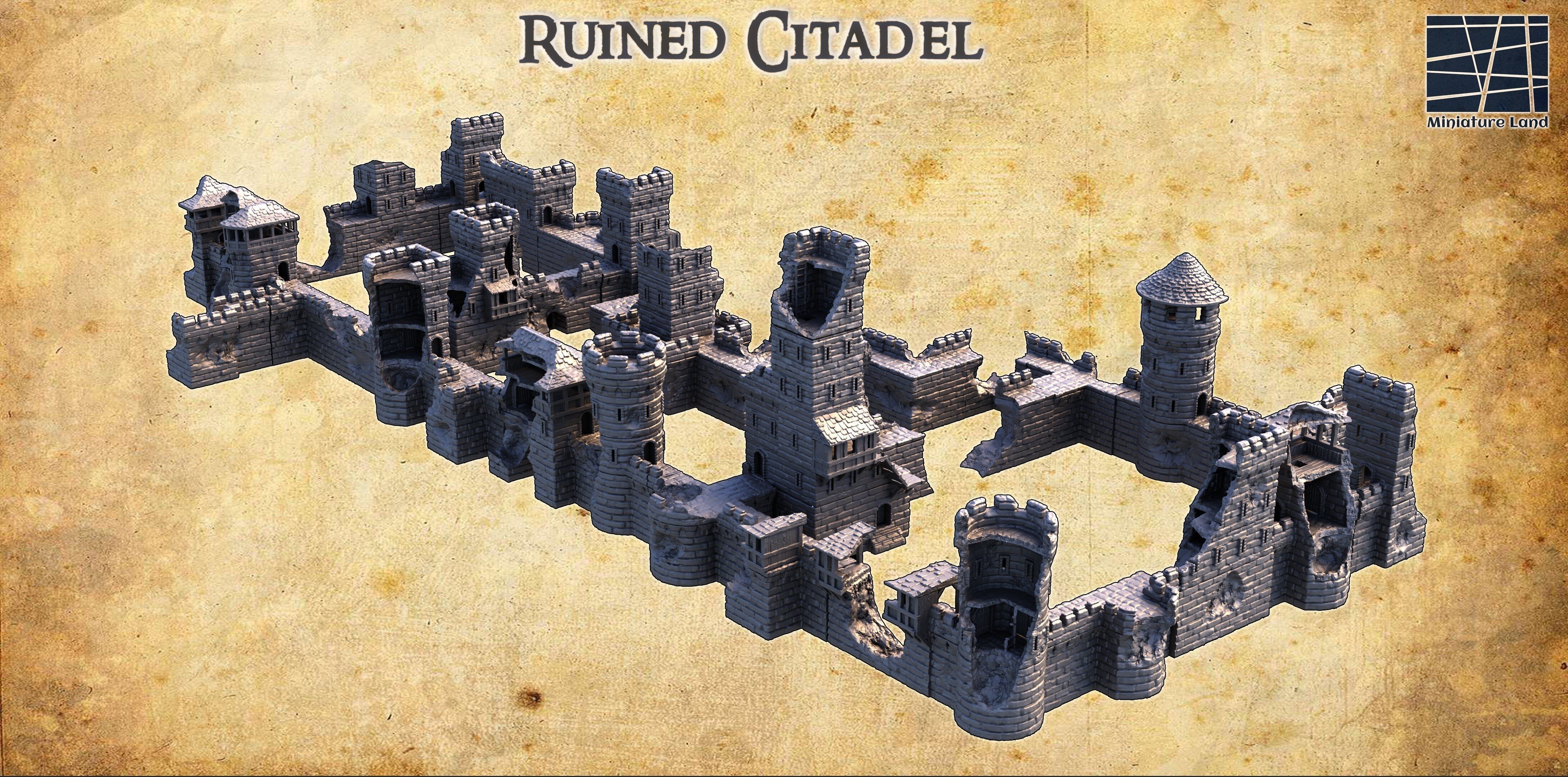 Modular Ruined Citadel Tabletop Terrain 28 MM 3D print model_3