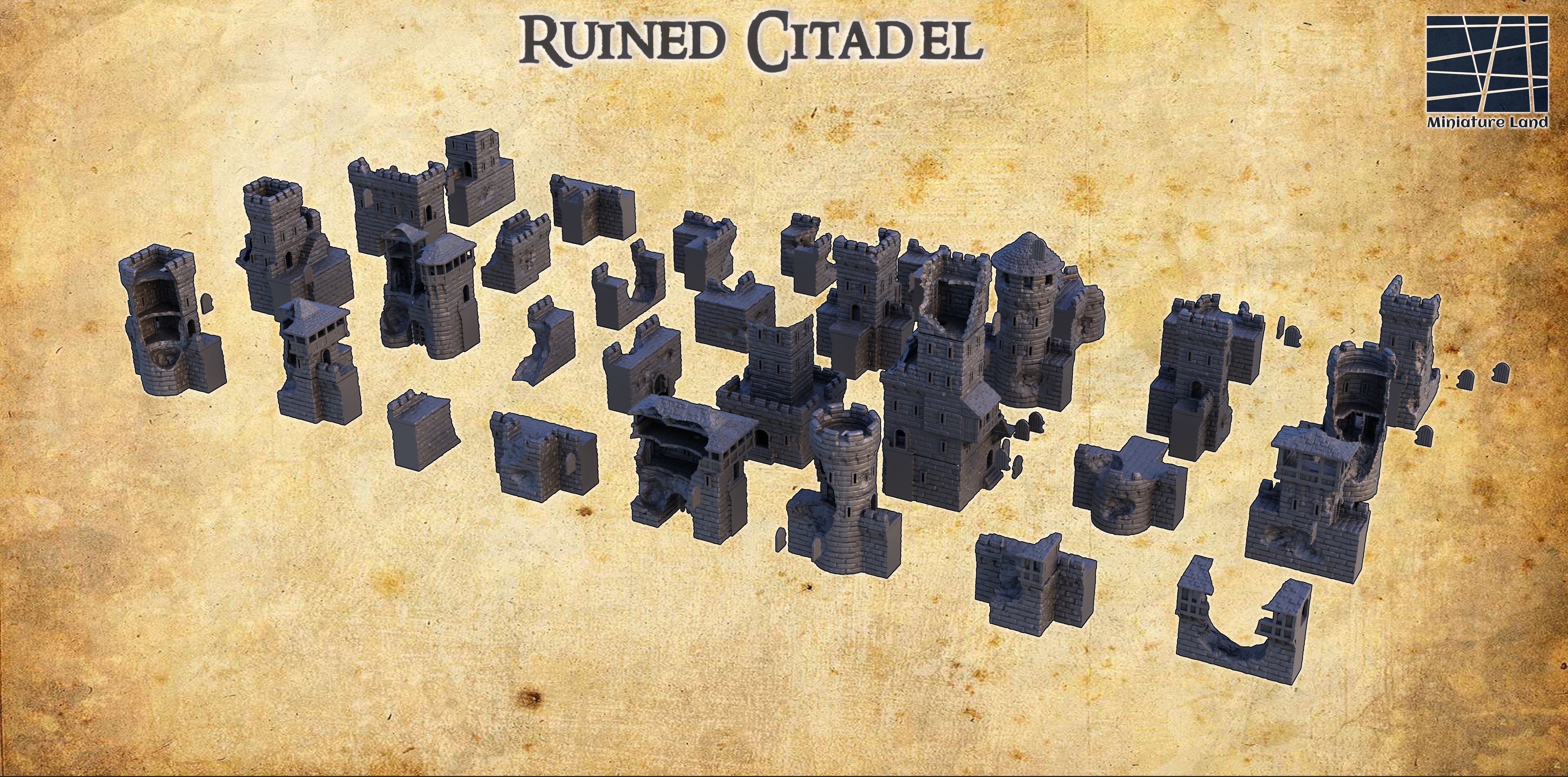 Modular Ruined Citadel Tabletop Terrain 28 MM 3D print model_5