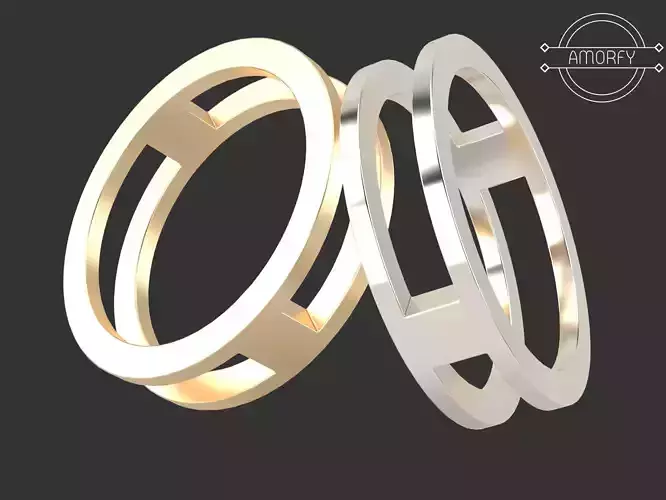 LINES Ring  Stl  Obj  Stp Files  for 3D Jewelry Print 3D print model