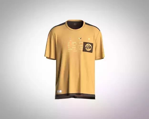 Mens cut N sew t-shirts with lettering graphics 3D model