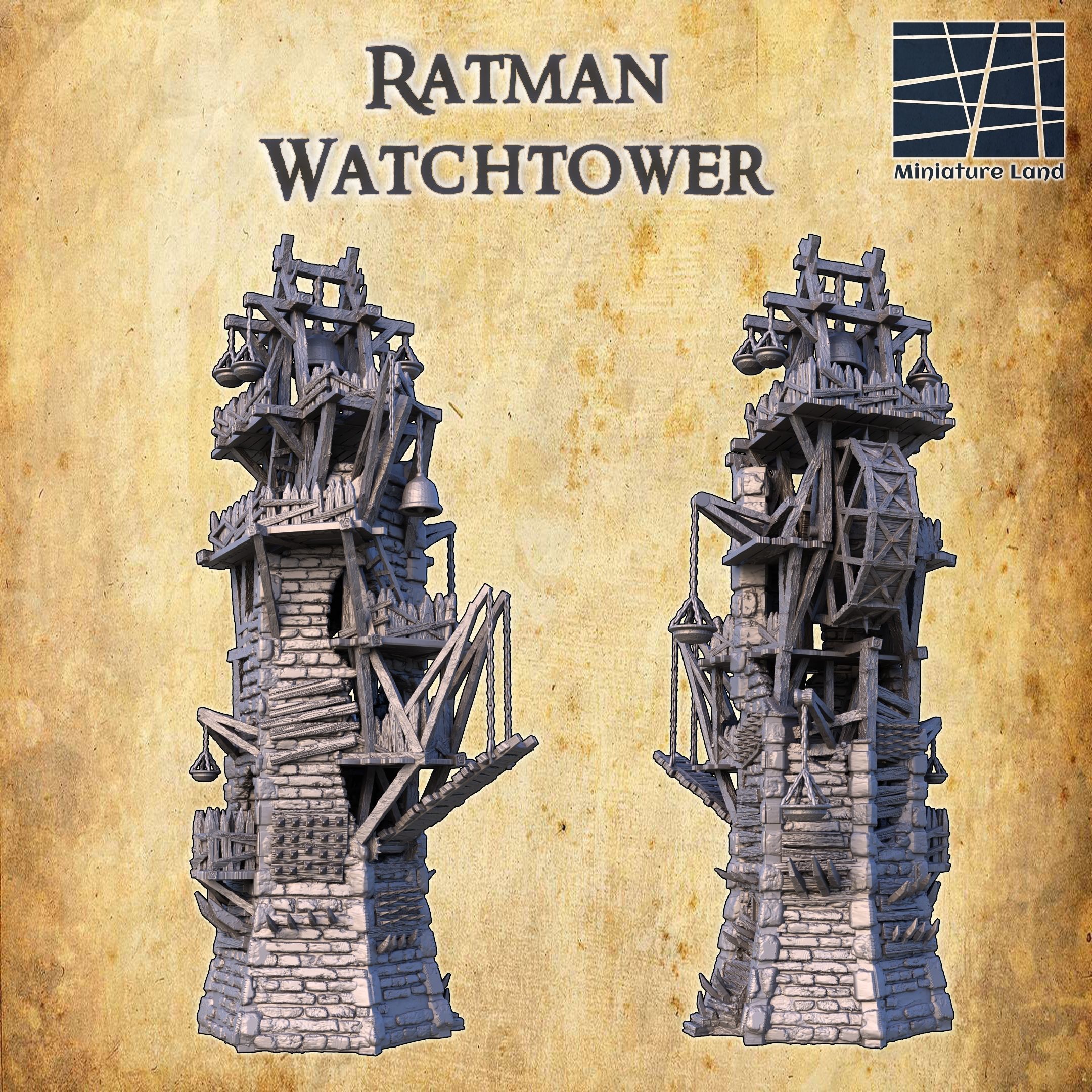 Ratman Watchtower Tabletop Terrain 28 MM 3D print model_1