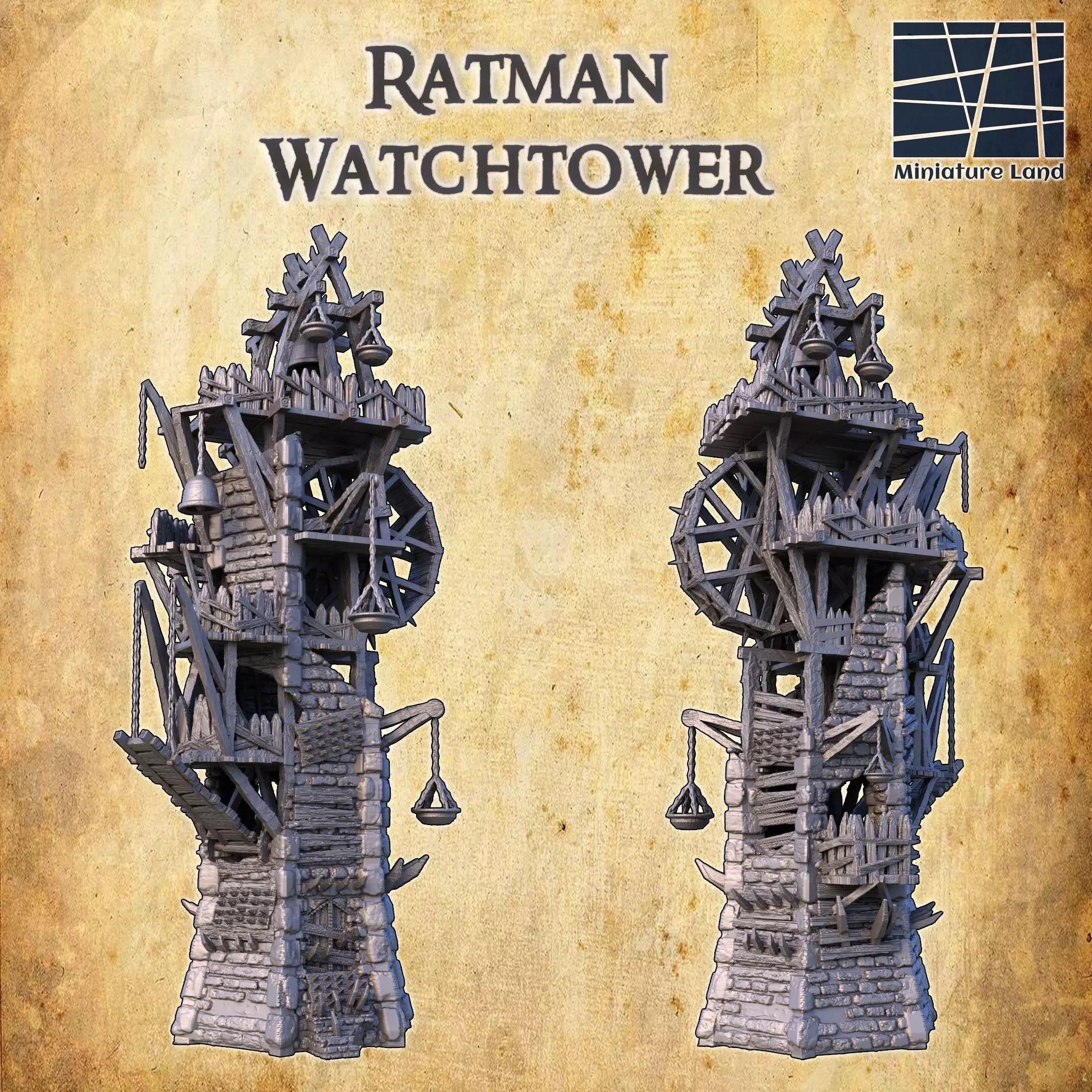 Ratman Watchtower Tabletop Terrain 28 MM 3D print model_0