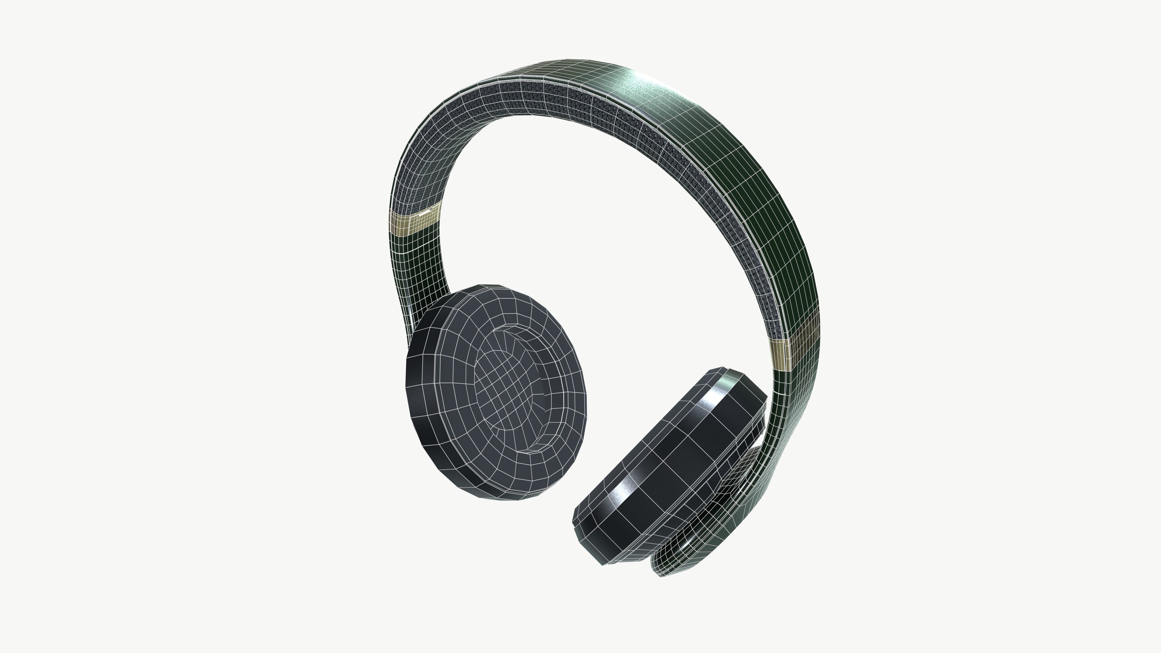 Wireless Musical Headphones Low-poly 3D model_7
