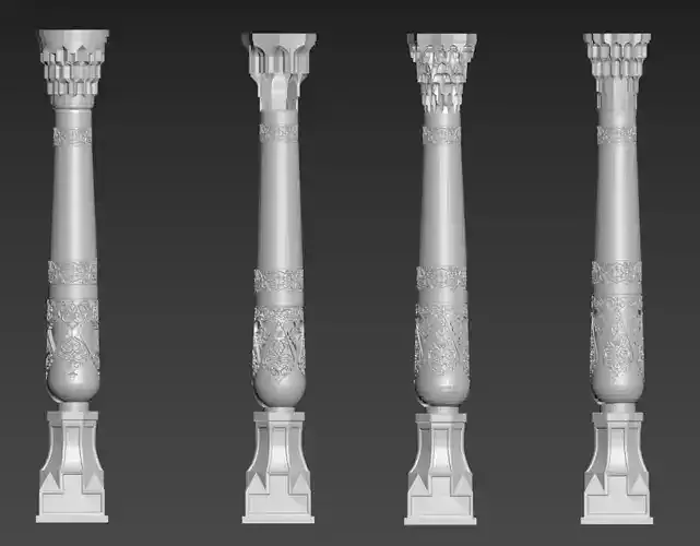 Islamic Columns 4 types w muqarnas