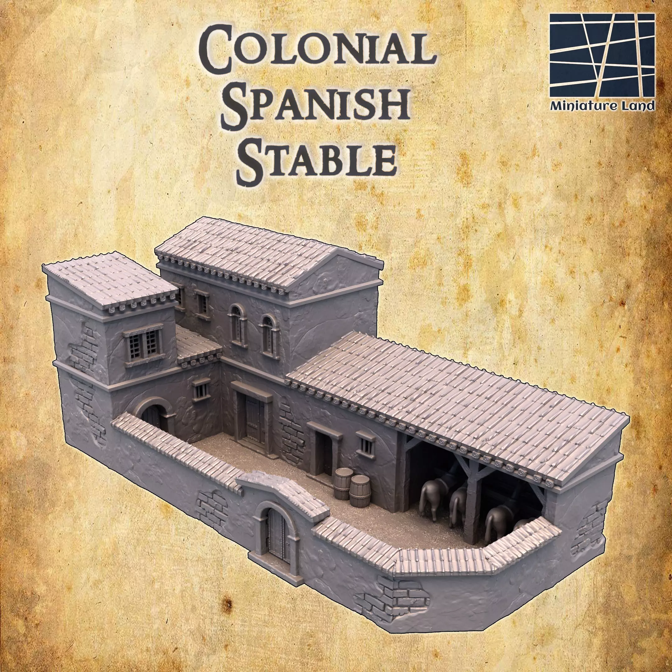Colonial Spanish Stable Tabletop Terrain 28 MM 3D print model