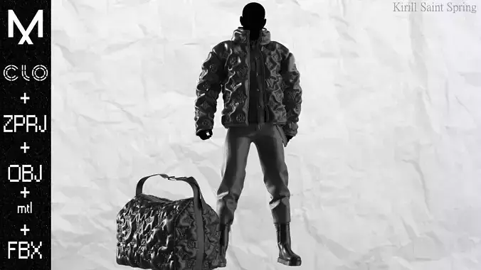 LV PUFFER  Marvelous designer Clo3d OBJ mtl FBX ZPRJ