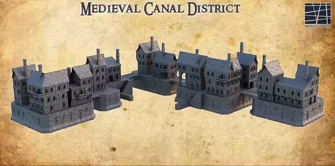 Medieval Canal District Tabletop Terrain 28 MM