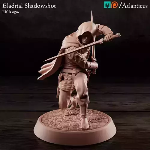 Male Elf Rogue - Eladrial Shadowshot - Shortswords 3D print model