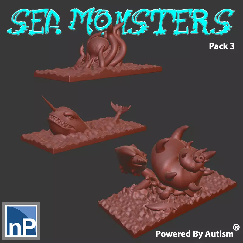 Mini Sea Monsters pack 3 Free 3D print model