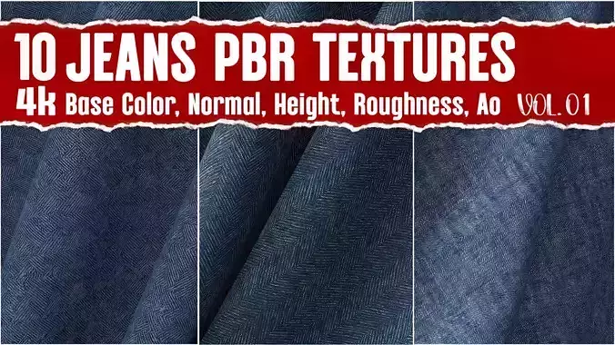 Jean Fabric VOL01 4K Seamless PNG PBR Textures
