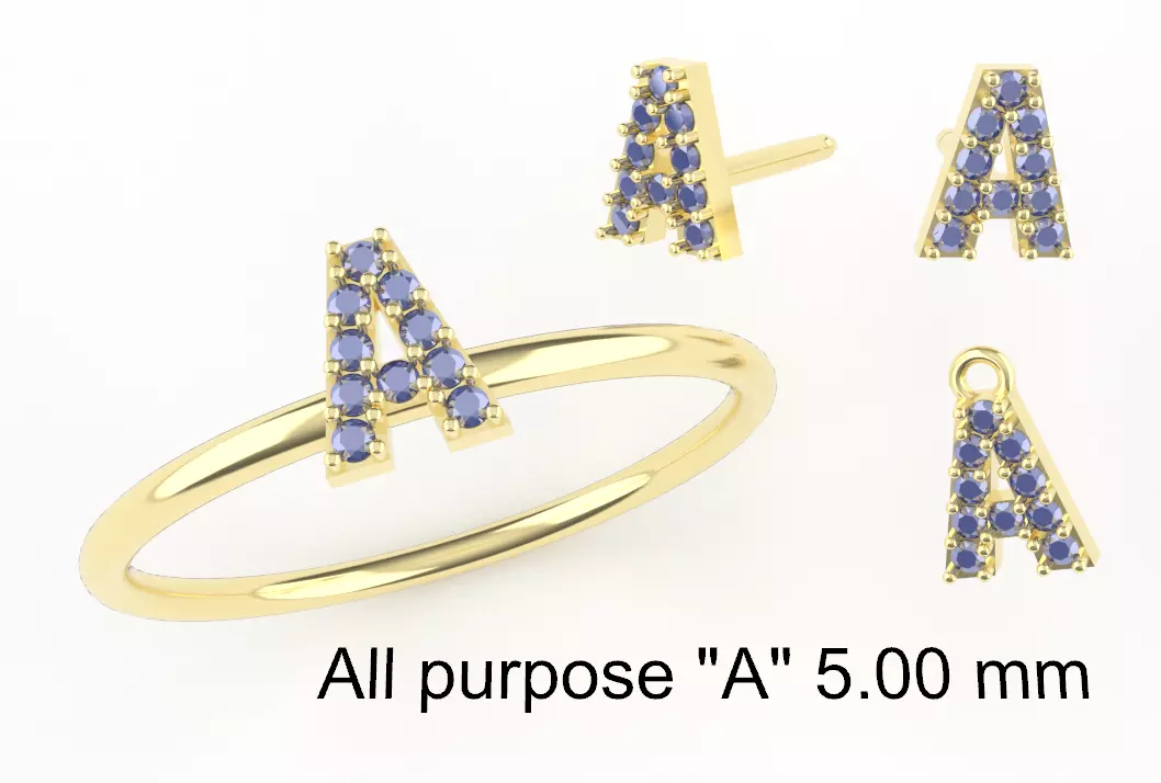 All purpose Letter A 5 mm 3D print model