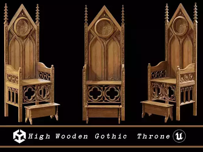 High Wooden Gothic Throne