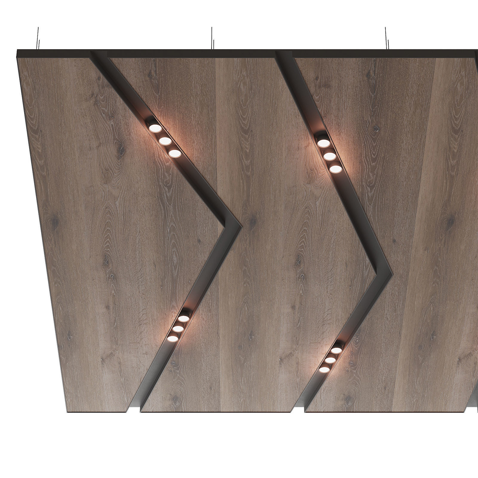 Wooden suspended ceiling with lighting 43 3D model_2