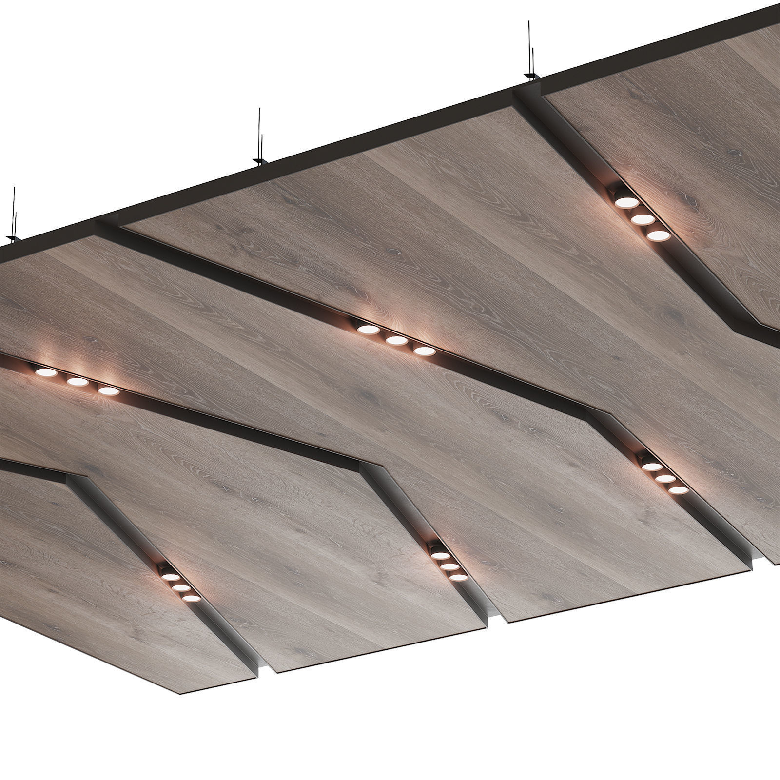Wooden suspended ceiling with lighting 43 3D model_3