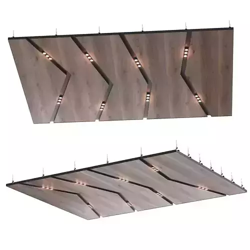 Wooden suspended ceiling with lighting 43 3D model