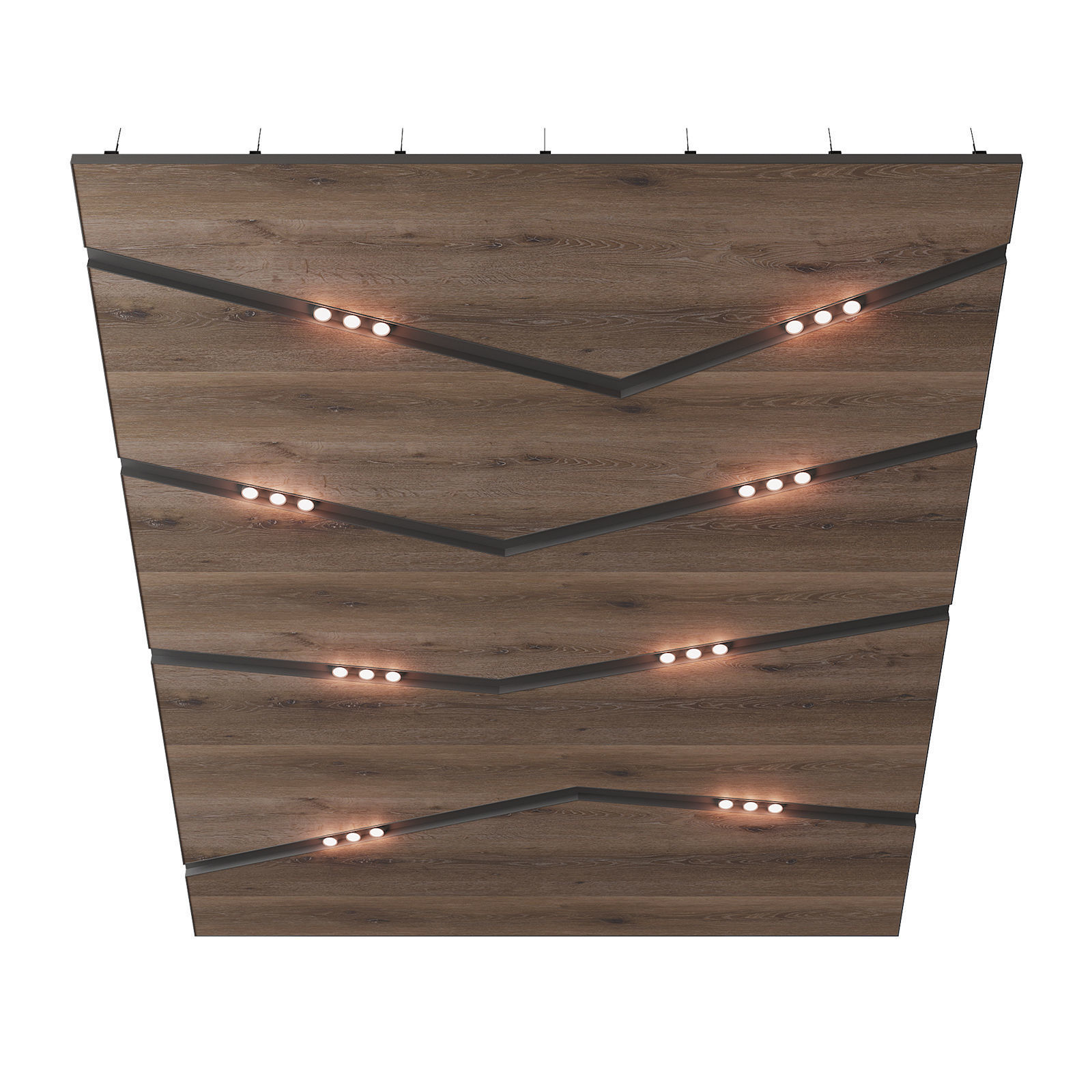 Wooden suspended ceiling with lighting 43 3D model_1