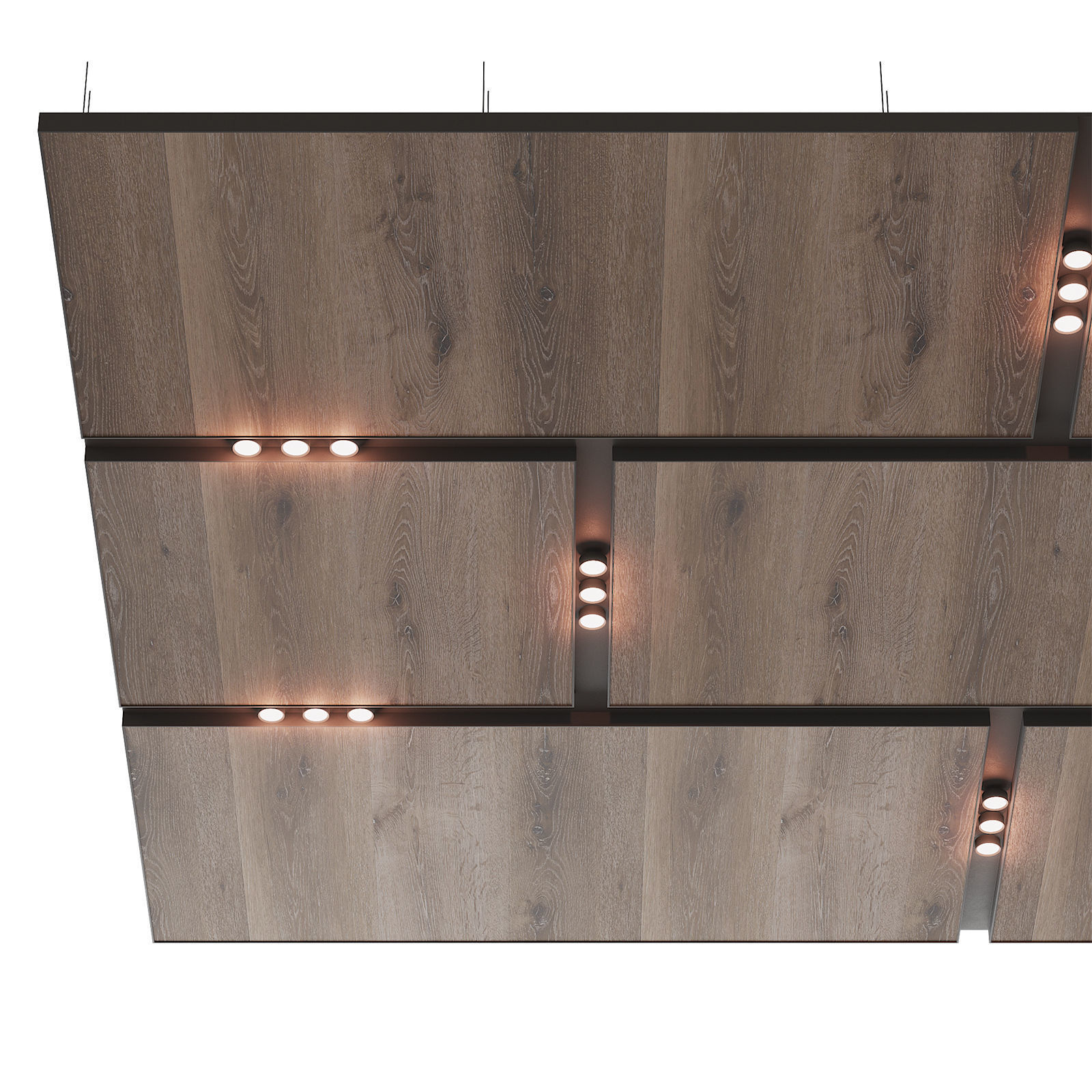 Wooden suspended ceiling with lighting 42 3D model_2