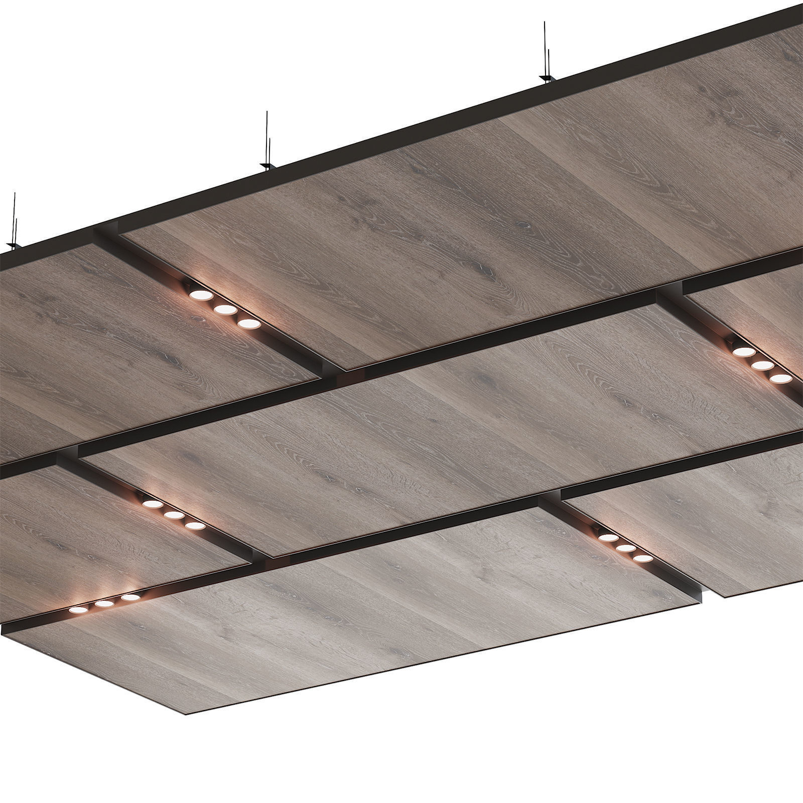 Wooden suspended ceiling with lighting 42 3D model_3