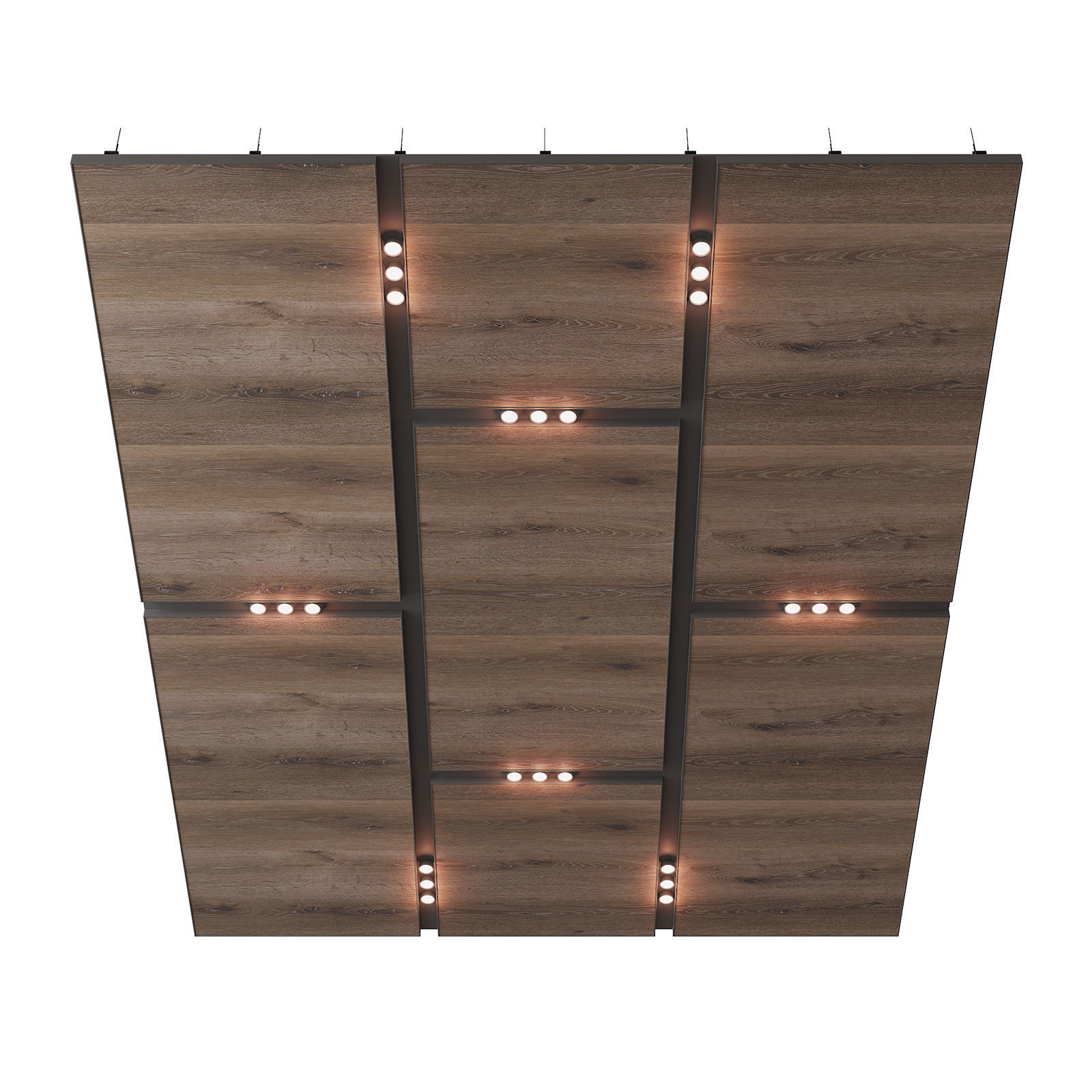 Wooden suspended ceiling with lighting 42 3D model_1