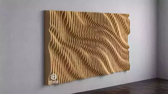 Parametric Wavy Wooden Wall Decor 16 - wood cutting machines 3D model