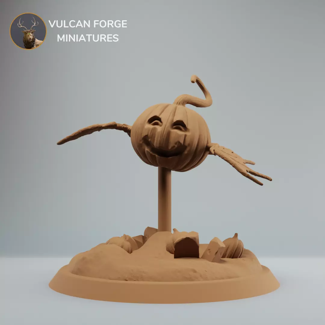Cute flying pumpkin with bat wings - pre supported 3D print model_0